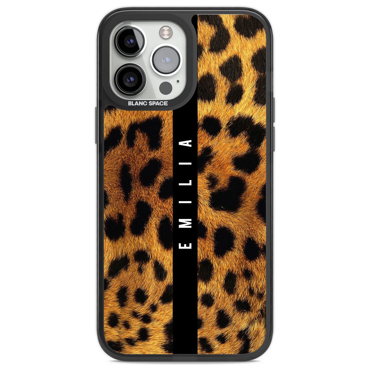 Personalised Leopard Print Custom Phone Case iPhone 13 Pro Max / Black Impact Case,iPhone 14 Pro Max / Black Impact Case Blanc Space