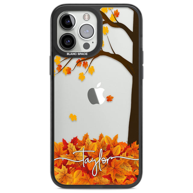 Personalised Autumn Leaves Custom Phone Case iPhone 13 Pro Max / Black Impact Case,iPhone 14 Pro Max / Black Impact Case Blanc Space