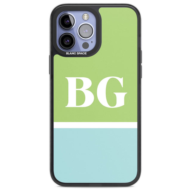 Personalised Colourblock: Green & Turquoise Custom Phone Case iPhone 13 Pro Max / Black Impact Case,iPhone 14 Pro Max / Black Impact Case Blanc Space