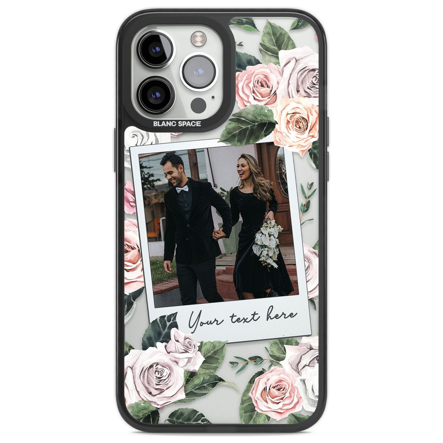 Personalised Floral Instant Film Photo Custom Phone Case iPhone 13 Pro Max / Black Impact Case,iPhone 14 Pro Max / Black Impact Case Blanc Space