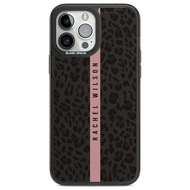 Personalised Pink Stripe Leopard Pattern Custom Phone Case iPhone 13 Pro Max / Black Impact Case,iPhone 14 Pro Max / Black Impact Case Blanc Space