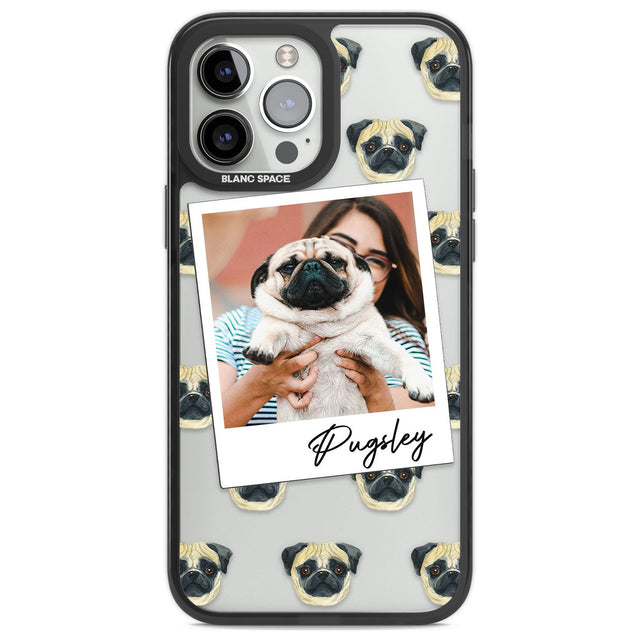 Personalised Pug - Dog Photo Custom Phone Case iPhone 13 Pro Max / Black Impact Case,iPhone 14 Pro Max / Black Impact Case Blanc Space