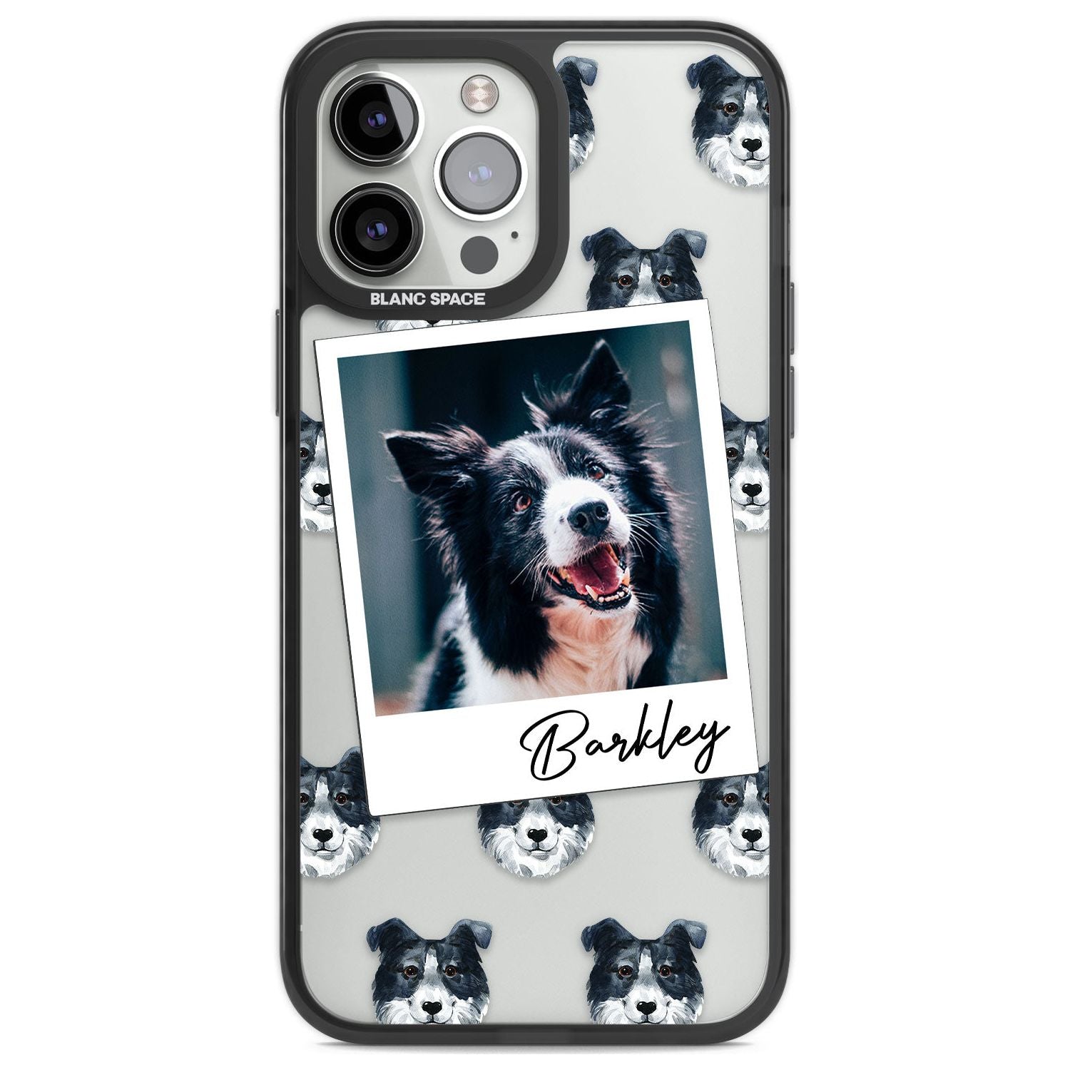 Personalised Border Collie - Dog Photo Custom Phone Case iPhone 13 Pro Max / Black Impact Case,iPhone 14 Pro Max / Black Impact Case Blanc Space