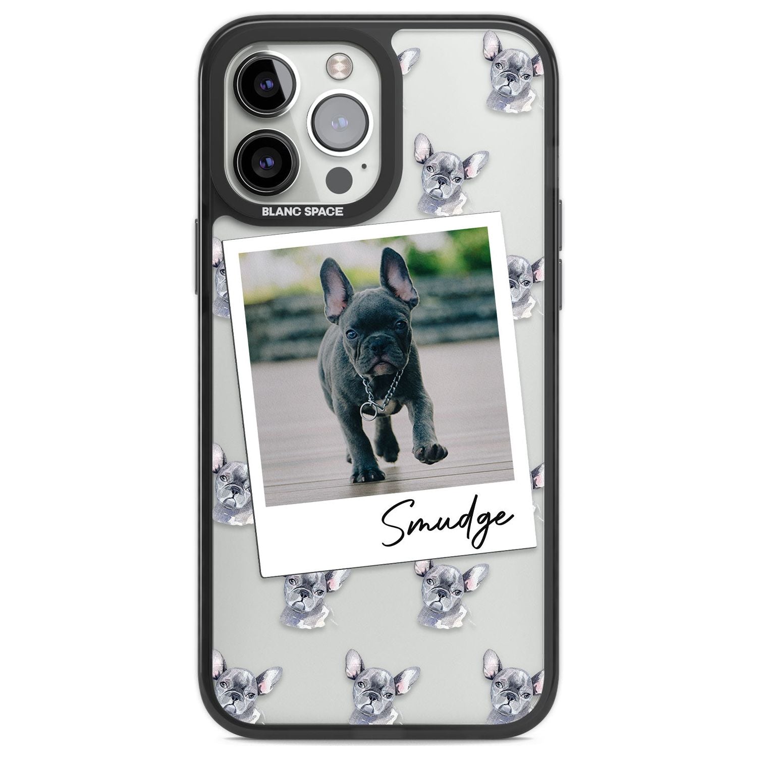 Personalised French Bulldog, Grey - Dog Photo Custom Phone Case iPhone 13 Pro Max / Black Impact Case,iPhone 14 Pro Max / Black Impact Case Blanc Space