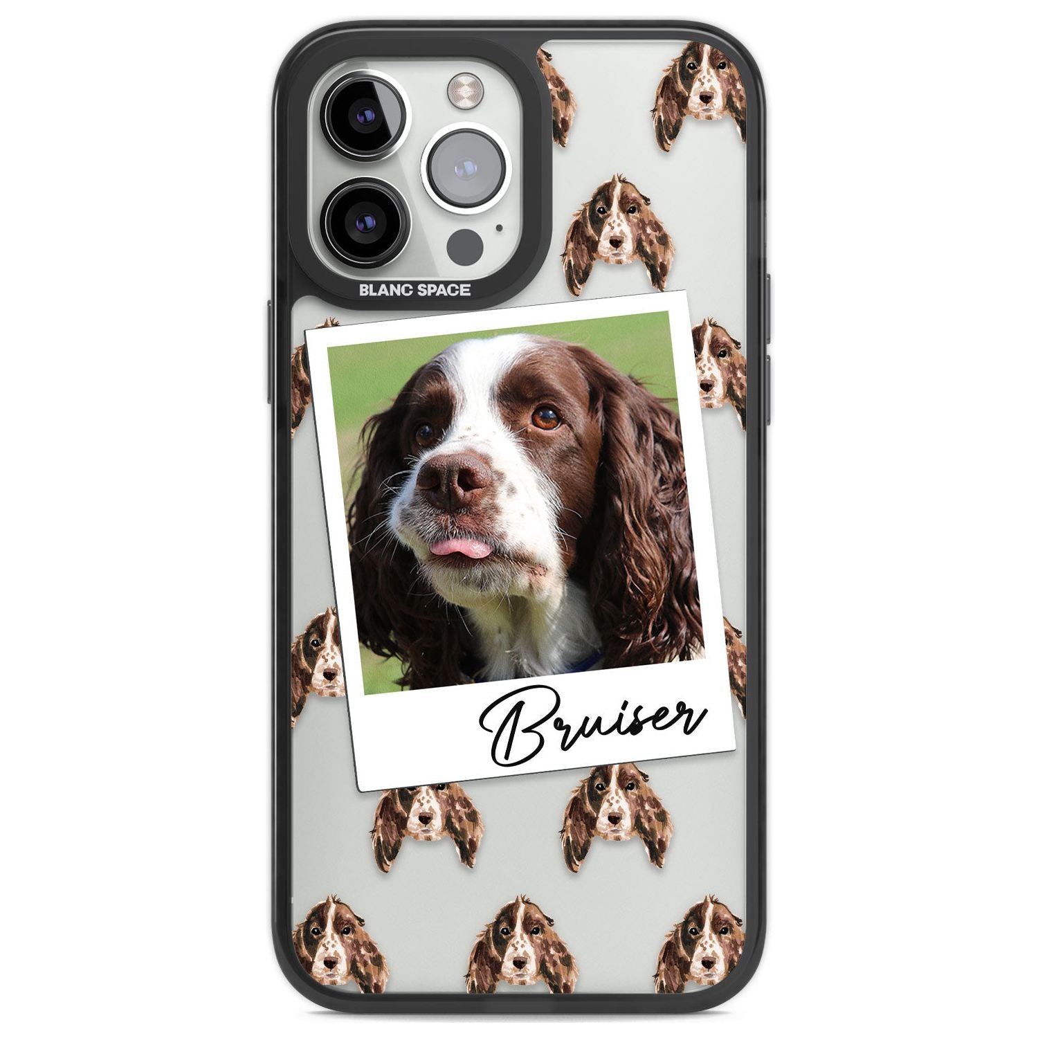 Personalised Springer Spaniel - Dog Photo Custom Phone Case iPhone 13 Pro Max / Black Impact Case,iPhone 14 Pro Max / Black Impact Case Blanc Space