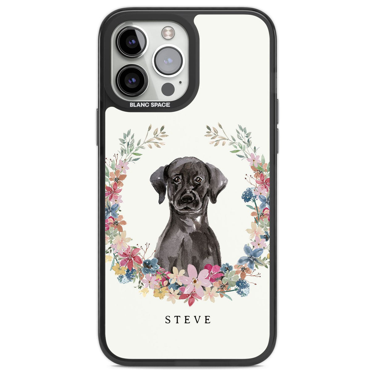 Personalised Black Lab Watercolour Dog Portrait Custom Phone Case iPhone 13 Pro Max / Black Impact Case,iPhone 14 Pro Max / Black Impact Case Blanc Space