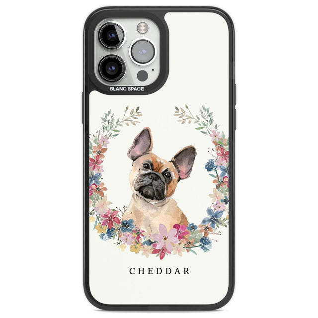 Personalised Tan French Bulldog Watercolour Dog Portrait Custom Phone Case iPhone 13 Pro Max / Black Impact Case,iPhone 14 Pro Max / Black Impact Case Blanc Space