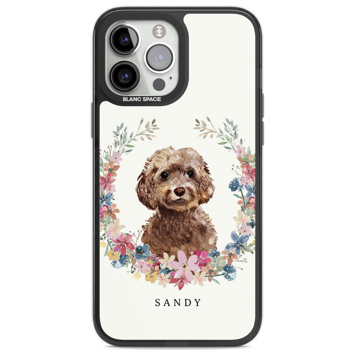 Personalised Brown Cockapoo - Watercolour Dog Portrait Custom Phone Case iPhone 13 Pro Max / Black Impact Case,iPhone 14 Pro Max / Black Impact Case Blanc Space