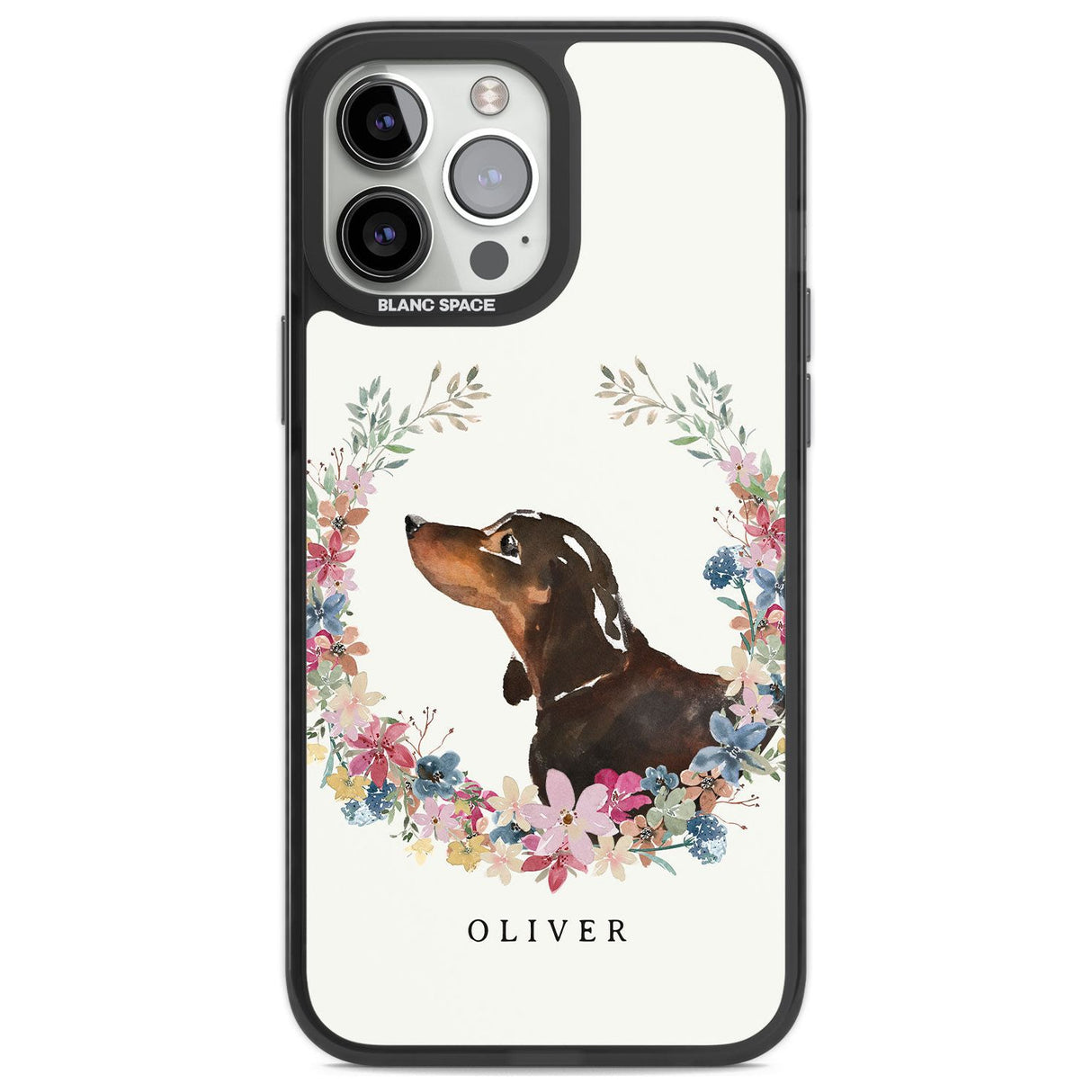 Personalised Black & Tan Dachshund - Watercolour Dog Portrait Custom Phone Case iPhone 13 Pro Max / Black Impact Case,iPhone 14 Pro Max / Black Impact Case Blanc Space