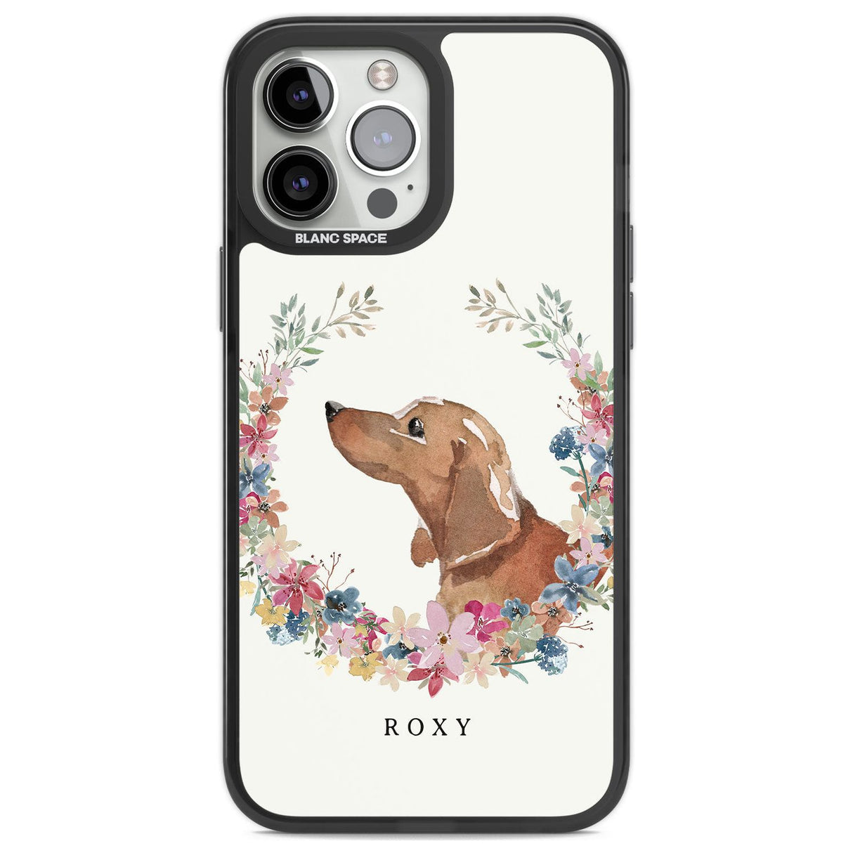 Personalised Tan Dachshund - Watercolour Dog Portrait Custom Phone Case iPhone 13 Pro Max / Black Impact Case,iPhone 14 Pro Max / Black Impact Case Blanc Space