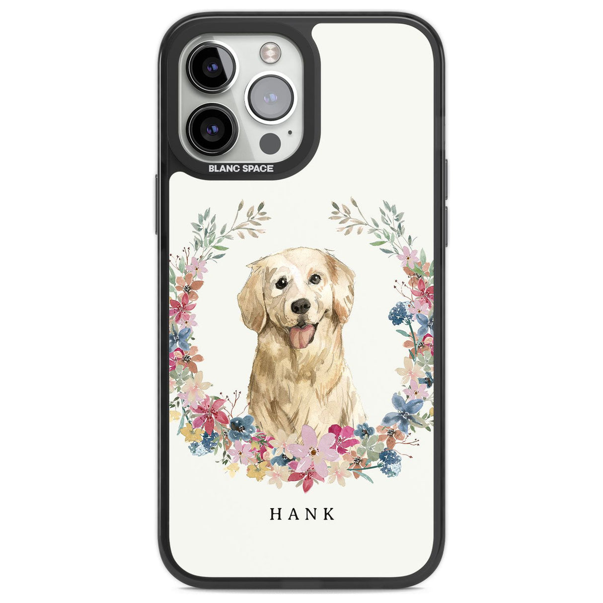Personalised Golden Retriever - Watercolour Dog Portrait Custom Phone Case iPhone 13 Pro Max / Black Impact Case,iPhone 14 Pro Max / Black Impact Case Blanc Space