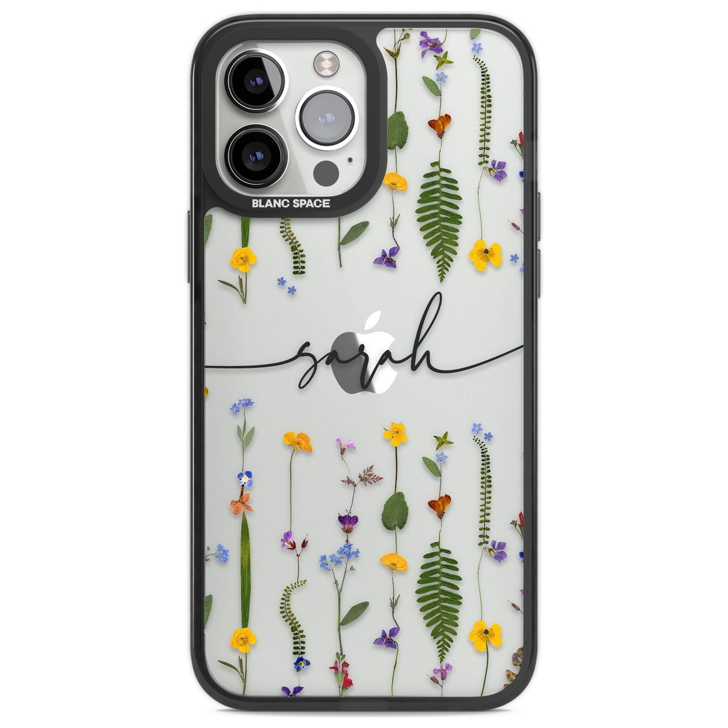 Personalised Wildflower Floral Custom Phone Case iPhone 13 Pro Max / Black Impact Case,iPhone 14 Pro Max / Black Impact Case Blanc Space