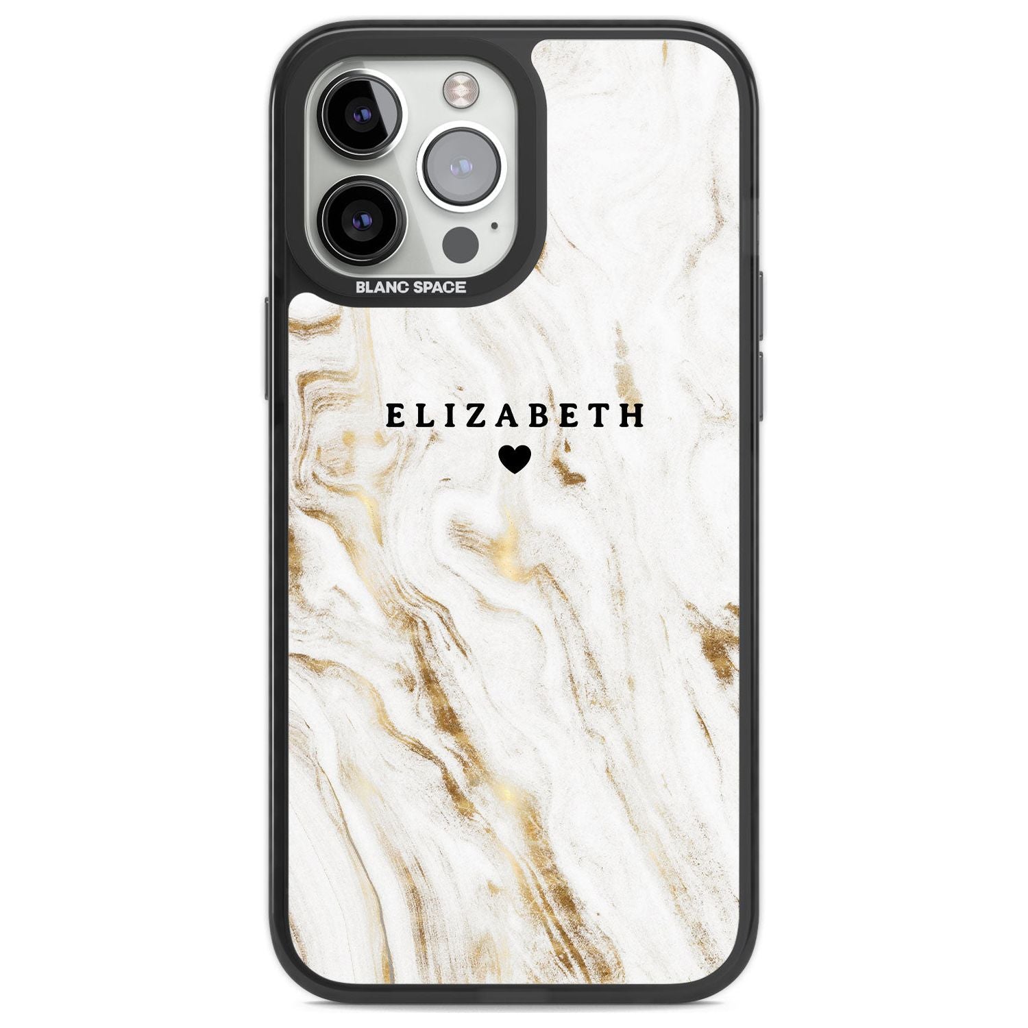 Personalised White & Gold Swirl Marble Custom Phone Case iPhone 13 Pro Max / Black Impact Case,iPhone 14 Pro Max / Black Impact Case Blanc Space
