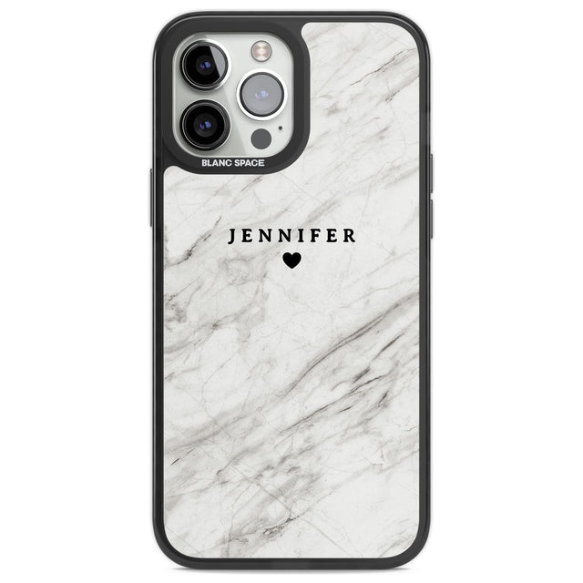 Personalised Light Grey & White Marble Texture Custom Phone Case iPhone 13 Pro Max / Black Impact Case,iPhone 14 Pro Max / Black Impact Case Blanc Space