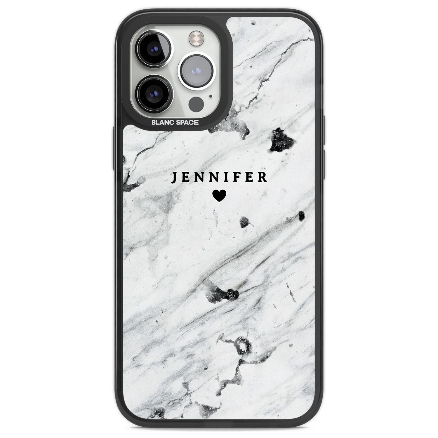 Personalised Black & White Marble Texture Custom Phone Case iPhone 13 Pro Max / Black Impact Case,iPhone 14 Pro Max / Black Impact Case Blanc Space