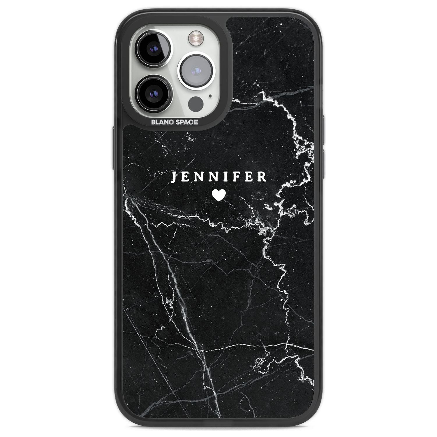 Personalised Black Marble 2 Custom Phone Case iPhone 13 Pro Max / Black Impact Case,iPhone 14 Pro Max / Black Impact Case Blanc Space