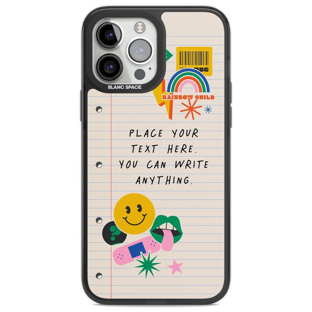Personalised Nostalgia Sticker Mix #1 Custom Phone Case iPhone 13 Pro Max / Black Impact Case,iPhone 14 Pro Max / Black Impact Case Blanc Space