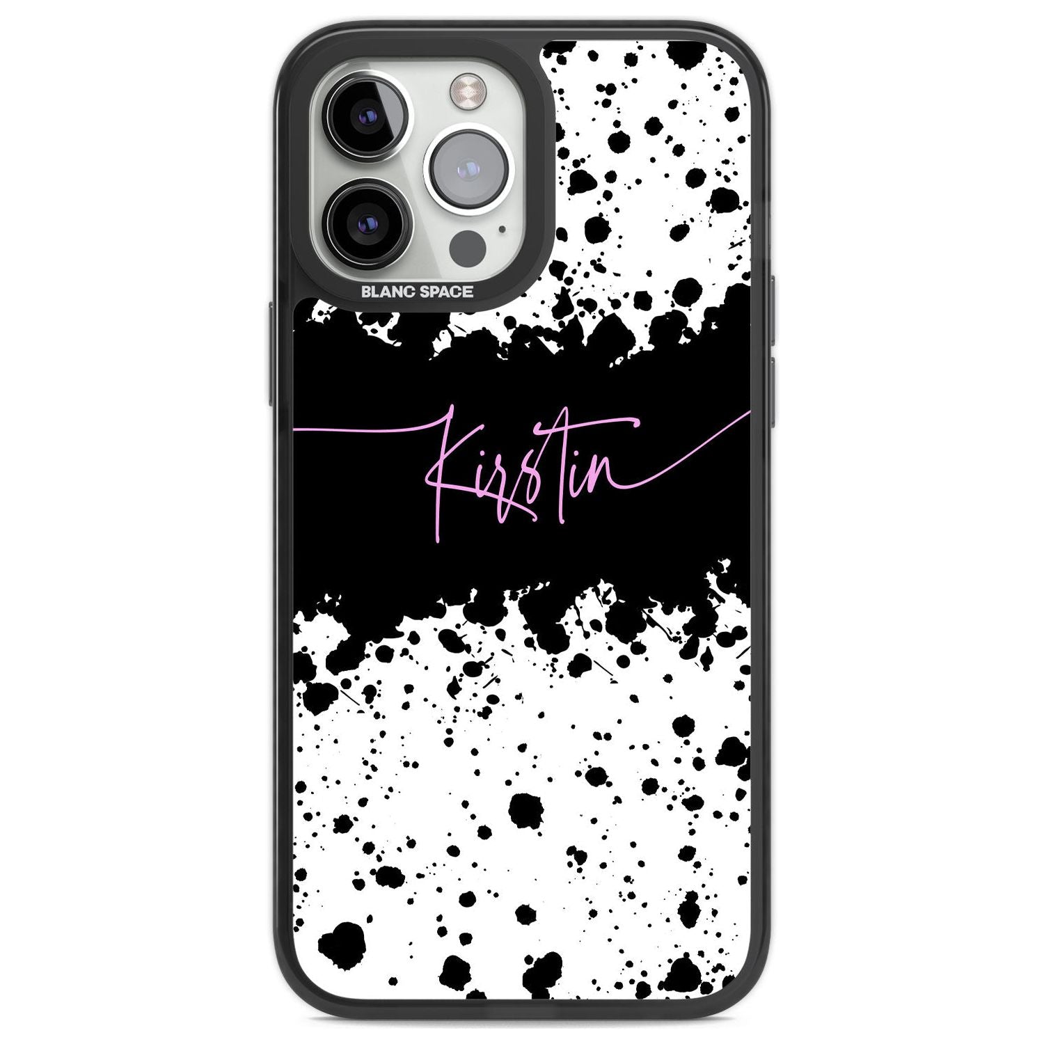Personalised Black & White Paint Splatters Custom Phone Case iPhone 13 Pro Max / Black Impact Case,iPhone 14 Pro Max / Black Impact Case Blanc Space