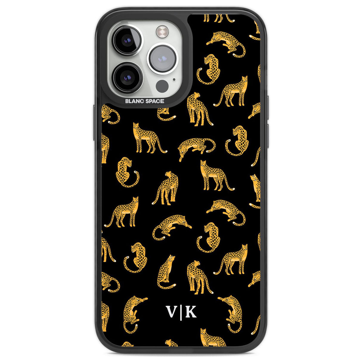 Personalised Cheetah Pattern: Black Custom Phone Case iPhone 13 Pro Max / Black Impact Case,iPhone 14 Pro Max / Black Impact Case Blanc Space