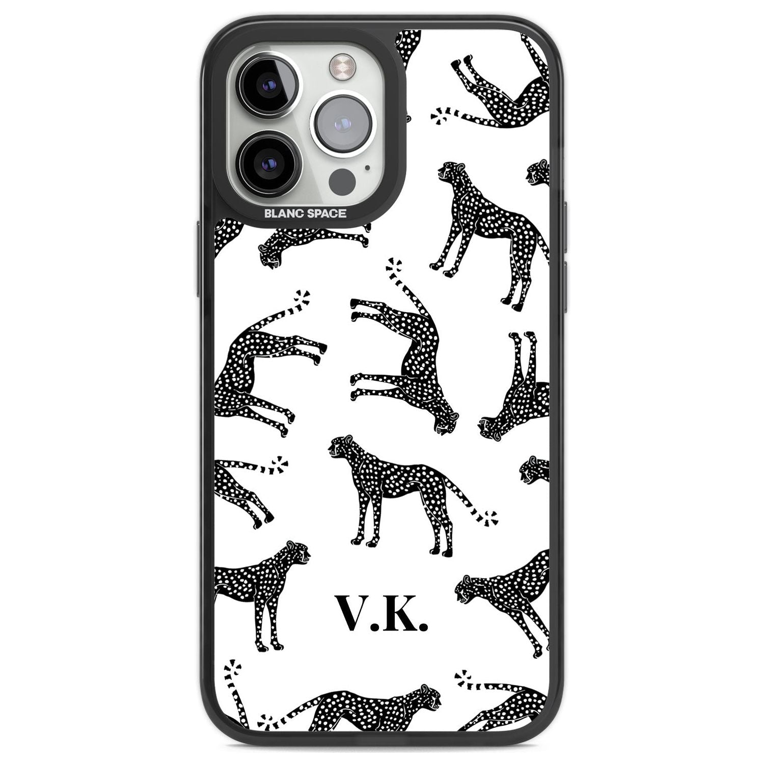 Personalised Cheetah Black & White Custom Phone Case iPhone 13 Pro Max / Black Impact Case,iPhone 14 Pro Max / Black Impact Case Blanc Space