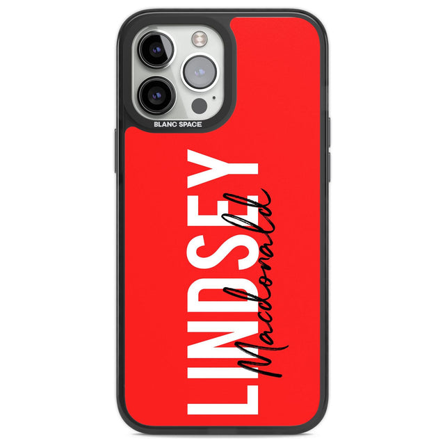 Personalised Bold Name: Red Custom Phone Case iPhone 13 Pro Max / Black Impact Case,iPhone 14 Pro Max / Black Impact Case Blanc Space