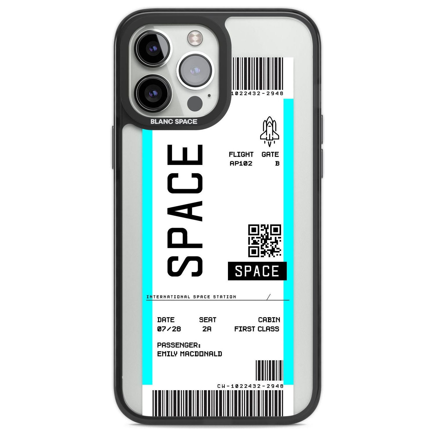 Personalised Space Space Travel Ticket Custom Phone Case iPhone 13 Pro Max / Black Impact Case,iPhone 14 Pro Max / Black Impact Case Blanc Space