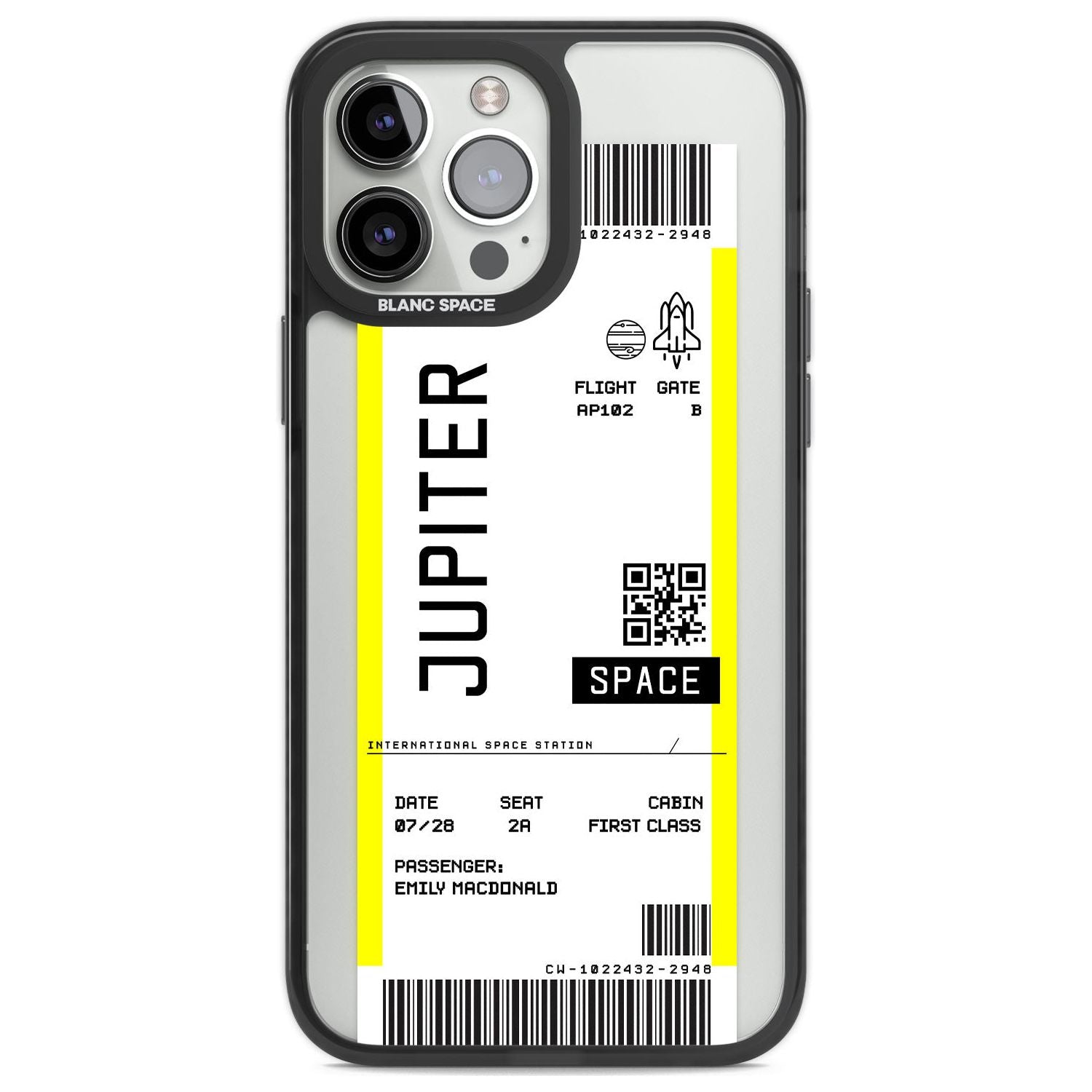 Personalised Jupiter Travel Ticket Custom Phone Case iPhone 13 Pro Max / Black Impact Case,iPhone 14 Pro Max / Black Impact Case Blanc Space
