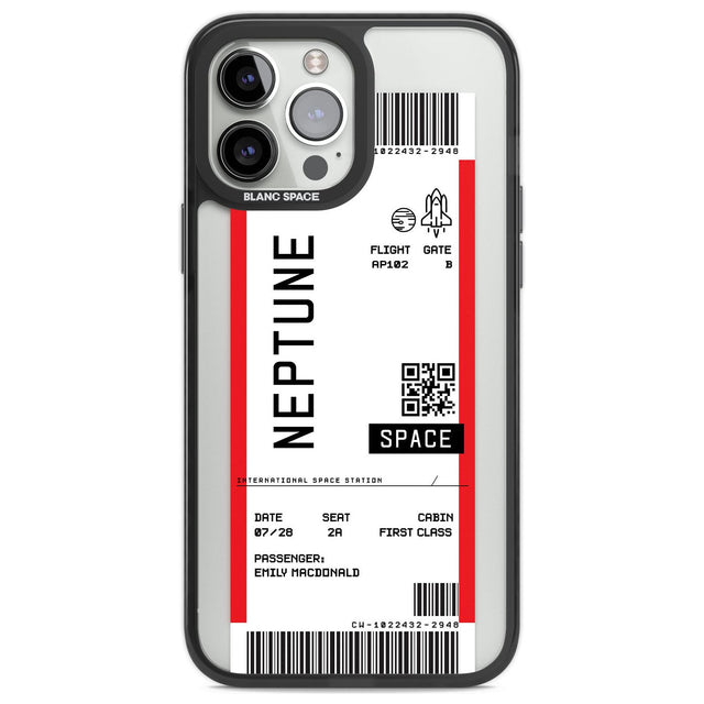 Personalised Neptune Space Travel Ticket Custom Phone Case iPhone 13 Pro Max / Black Impact Case,iPhone 14 Pro Max / Black Impact Case Blanc Space