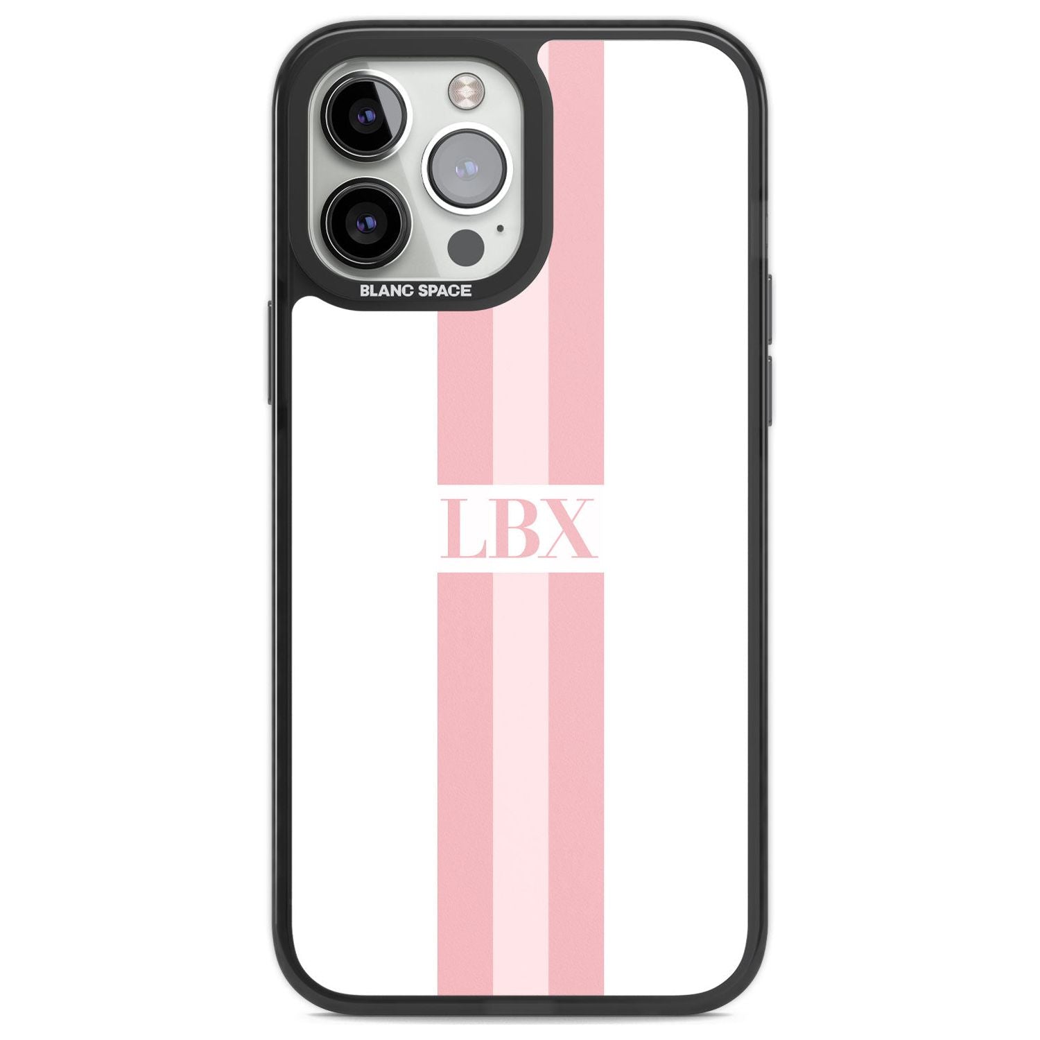 Personalised Minimal Pink Stripes Custom Phone Case iPhone 13 Pro Max / Black Impact Case,iPhone 14 Pro Max / Black Impact Case Blanc Space