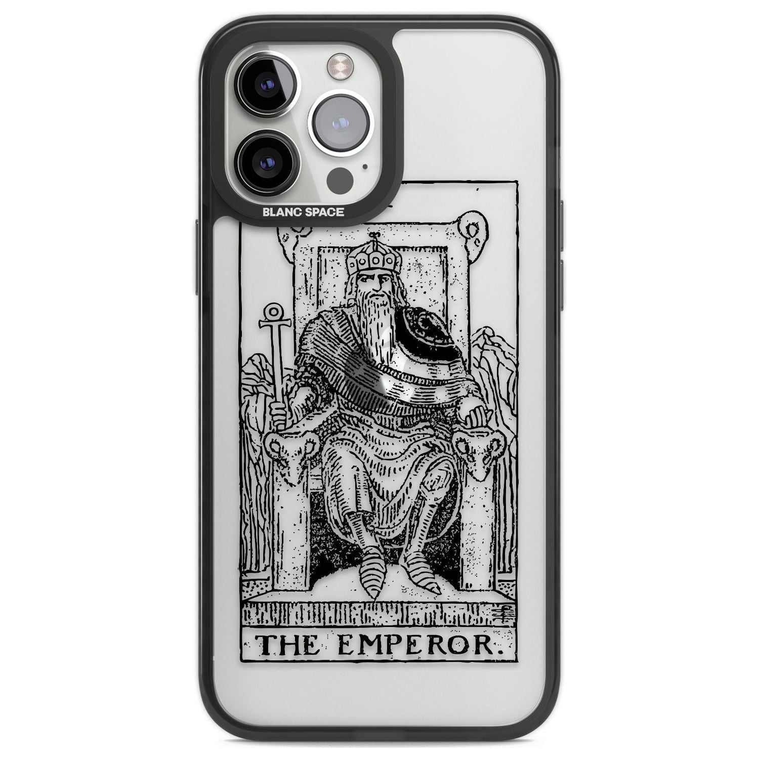 Personalised The Emperor Tarot Card - Transparent Custom Phone Case iPhone 13 Pro Max / Black Impact Case,iPhone 14 Pro Max / Black Impact Case Blanc Space