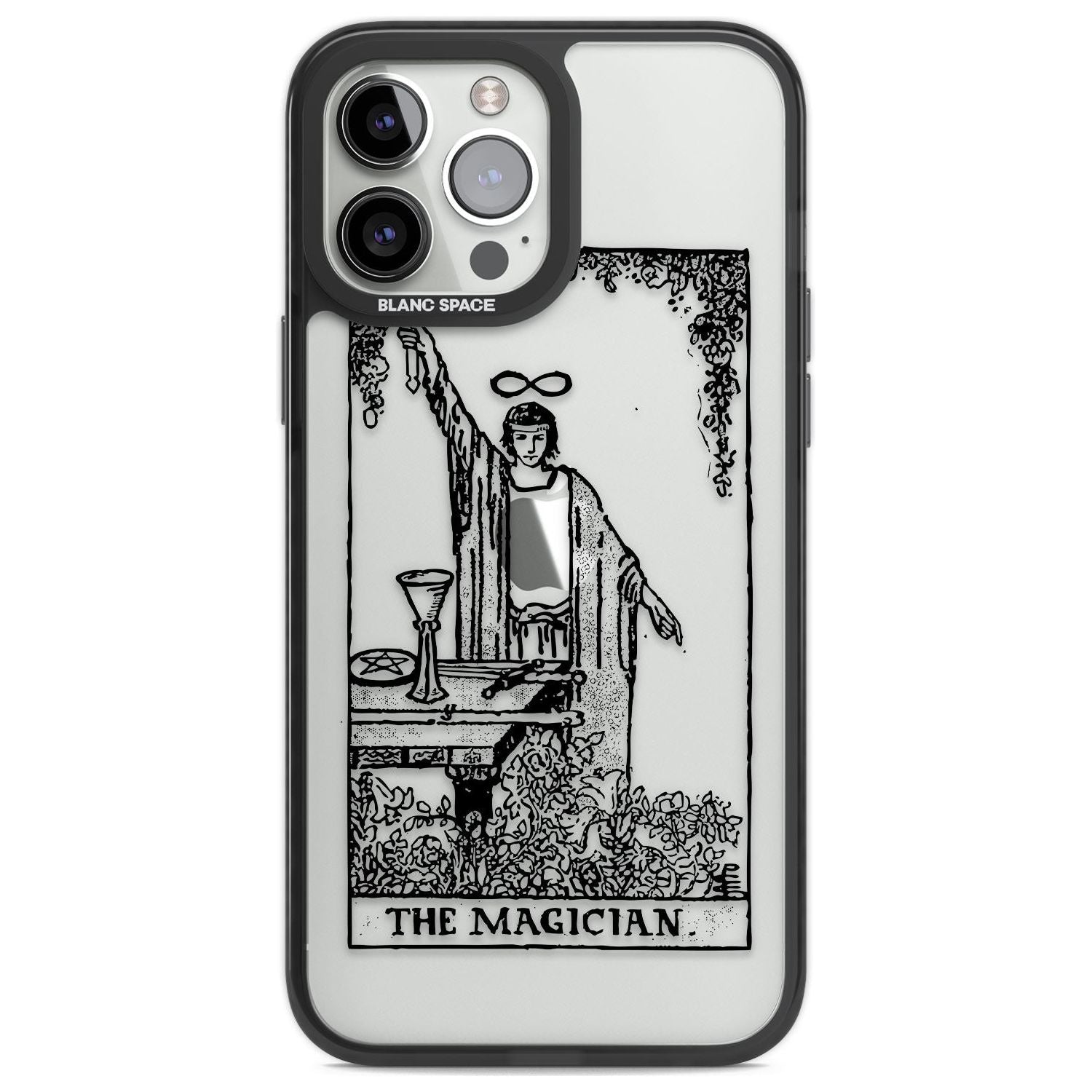Personalised The Magician Tarot Card - Transparent Custom Phone Case iPhone 13 Pro Max / Black Impact Case,iPhone 14 Pro Max / Black Impact Case Blanc Space