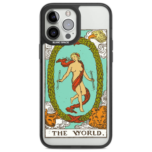 Personalised The World Tarot Card - Colour Custom Phone Case iPhone 13 Pro Max / Black Impact Case,iPhone 14 Pro Max / Black Impact Case Blanc Space