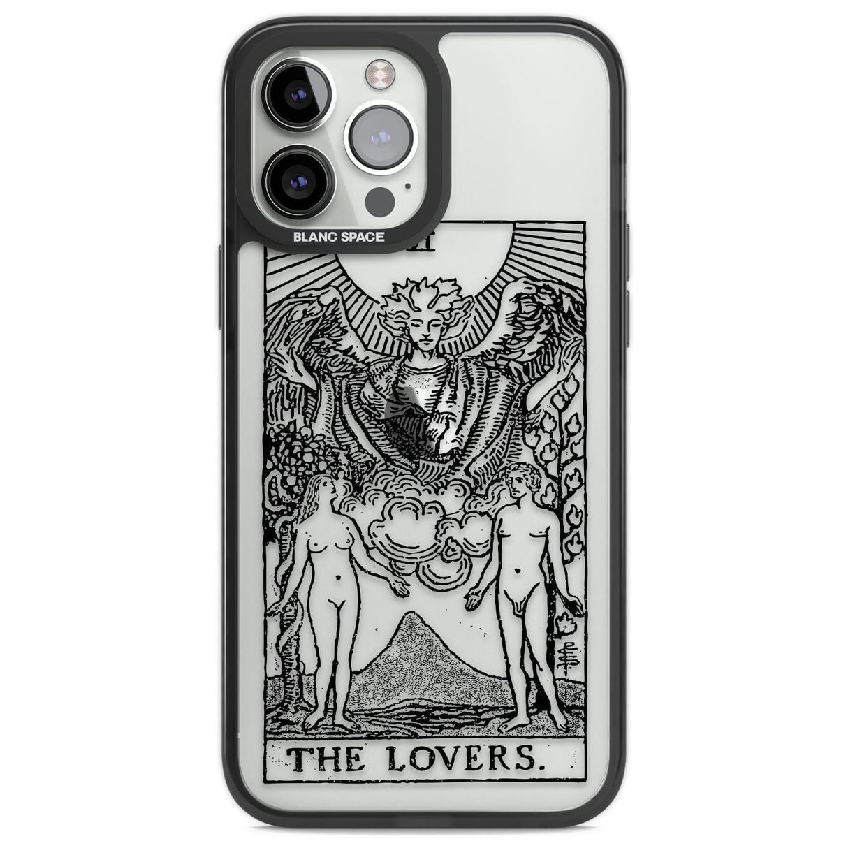 Personalised The Lovers Tarot Card - Transparent Custom Phone Case iPhone 13 Pro Max / Black Impact Case,iPhone 14 Pro Max / Black Impact Case Blanc Space