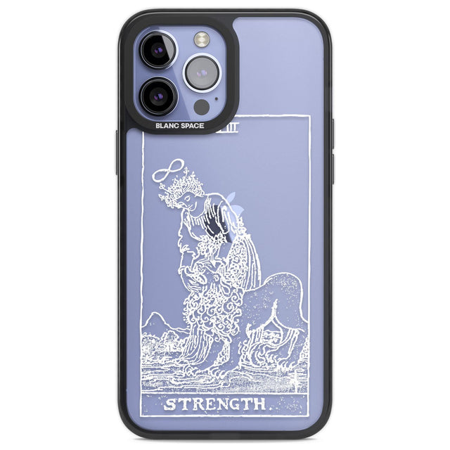 Personalised Strength Tarot Card - White Transparent Custom Phone Case iPhone 13 Pro Max / Black Impact Case,iPhone 14 Pro Max / Black Impact Case Blanc Space