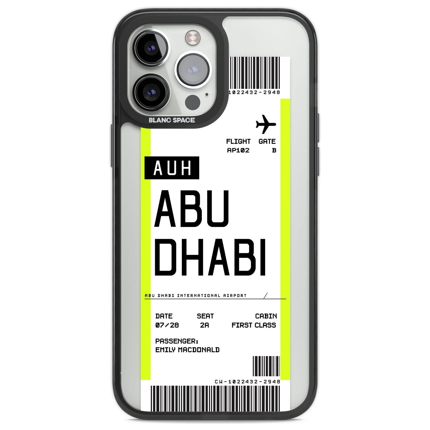 Personalised Abu Dhabi Boarding Pass Custom Phone Case iPhone 13 Pro Max / Black Impact Case,iPhone 14 Pro Max / Black Impact Case Blanc Space