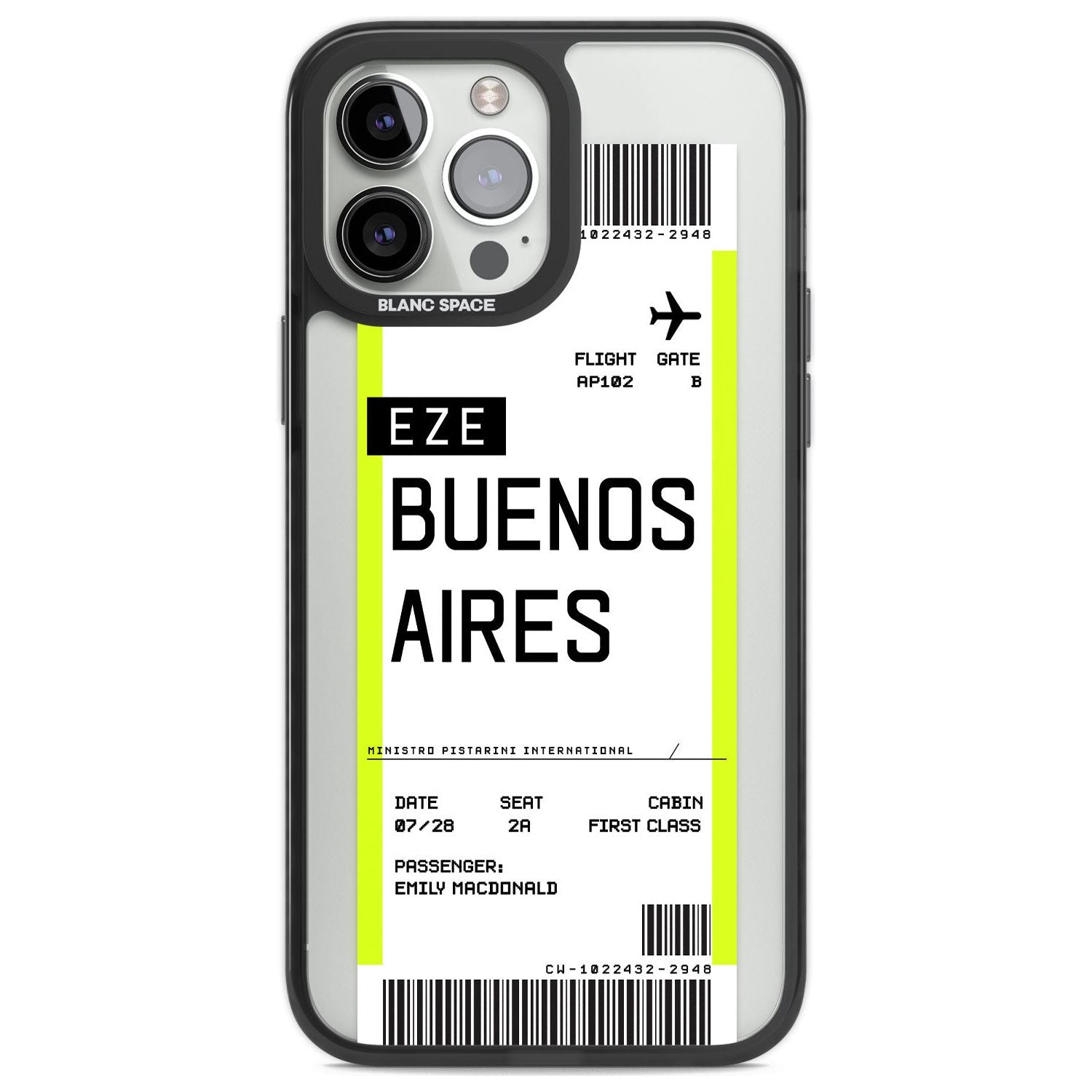 Personalised Buenos Aires Boarding Pass Custom Phone Case iPhone 13 Pro Max / Black Impact Case,iPhone 14 Pro Max / Black Impact Case Blanc Space