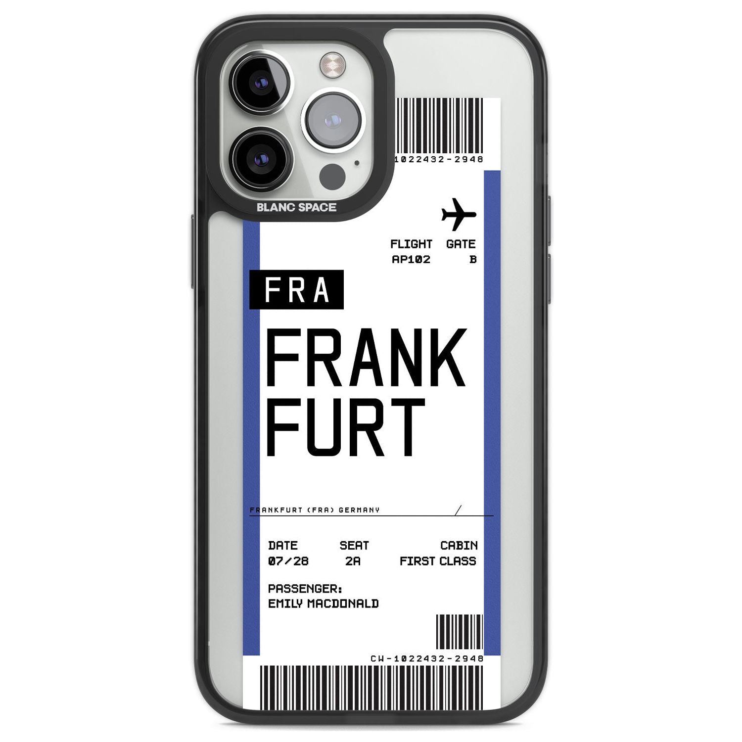 Personalised Frankfurt Boarding Pass Custom Phone Case iPhone 13 Pro Max / Black Impact Case,iPhone 14 Pro Max / Black Impact Case Blanc Space