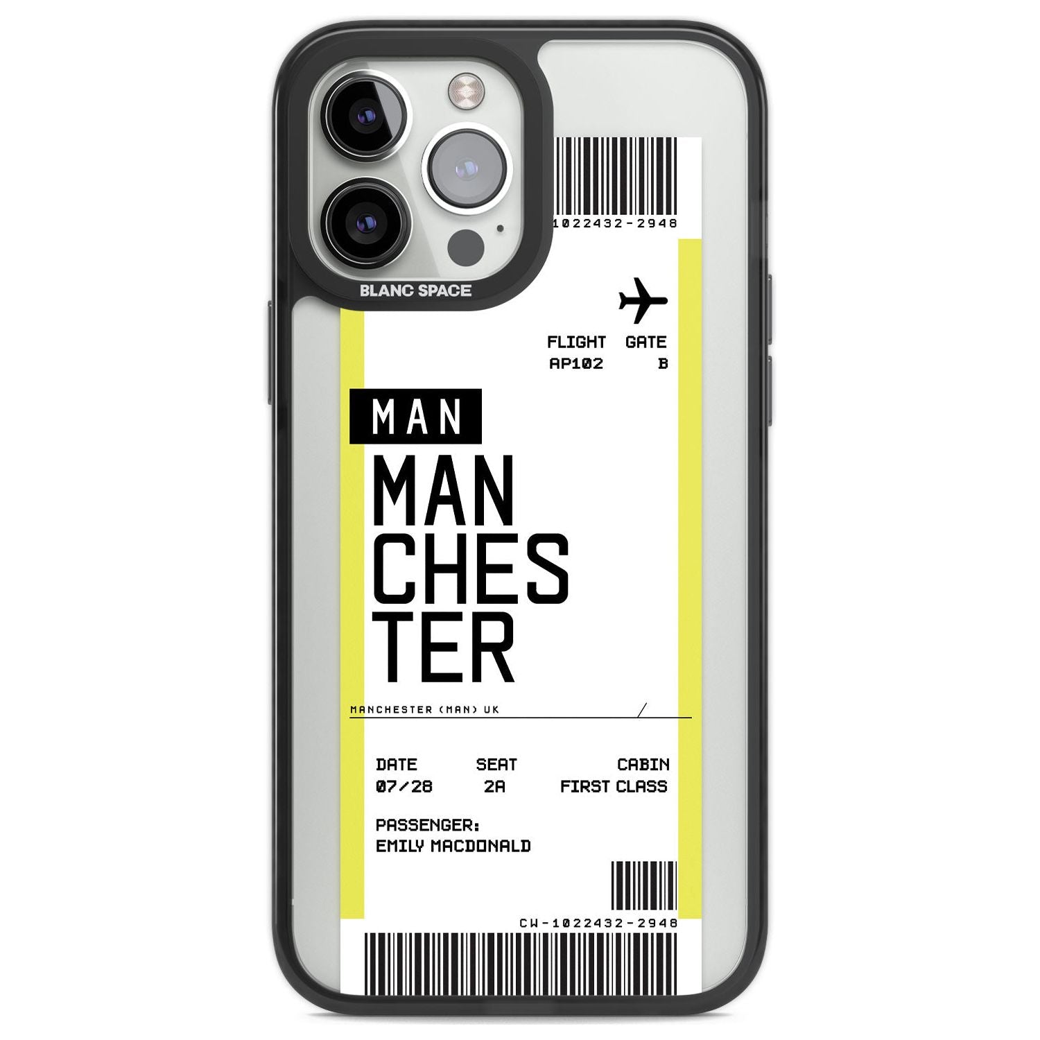 Personalised Manchester Boarding Pass Custom Phone Case iPhone 13 Pro Max / Black Impact Case,iPhone 14 Pro Max / Black Impact Case Blanc Space