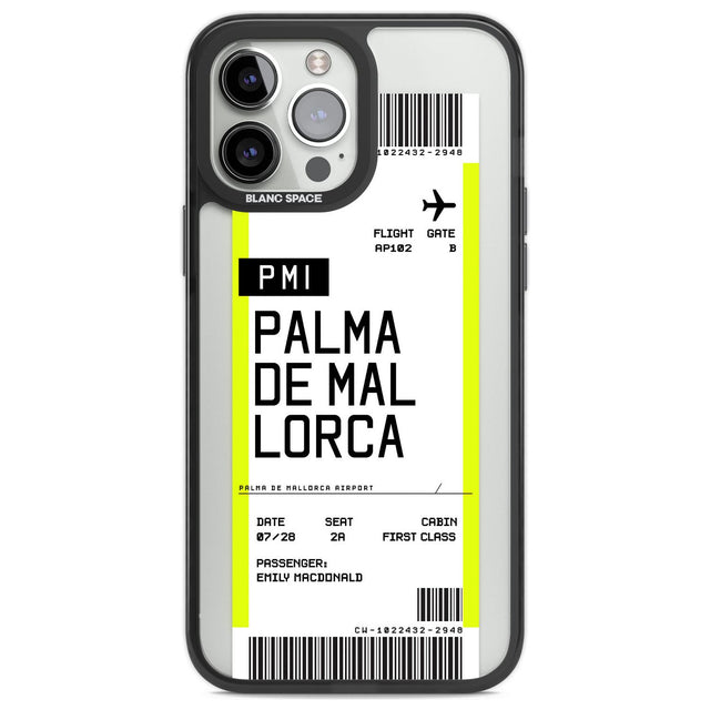Personalised Palma De Mallorca Boarding Pass Custom Phone Case iPhone 13 Pro Max / Black Impact Case,iPhone 14 Pro Max / Black Impact Case Blanc Space