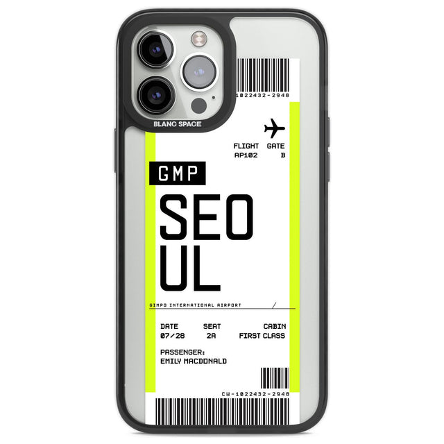 Personalised Seoul Boarding Pass Custom Phone Case iPhone 13 Pro Max / Black Impact Case,iPhone 14 Pro Max / Black Impact Case Blanc Space