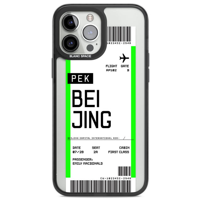 Personalised Beijing Boarding Pass Custom Phone Case iPhone 13 Pro Max / Black Impact Case,iPhone 14 Pro Max / Black Impact Case Blanc Space