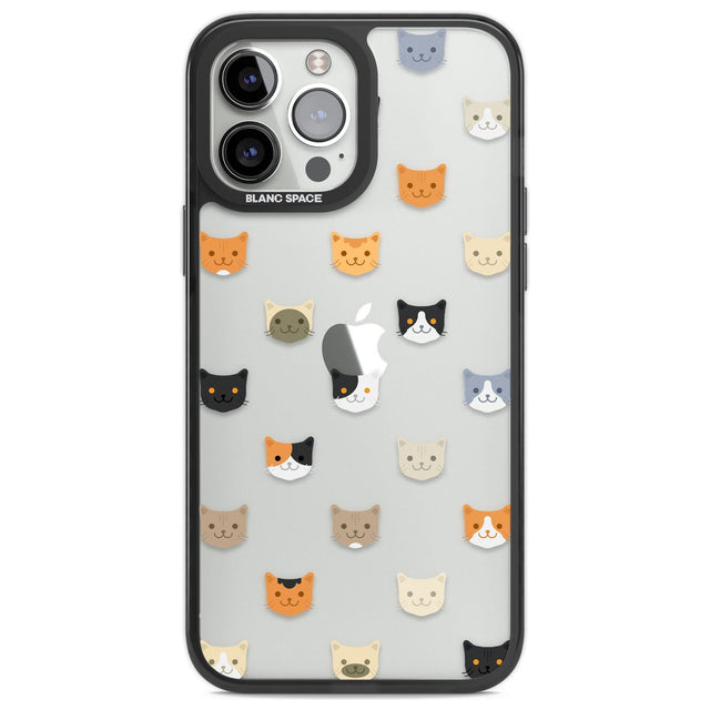 Cute Cat Face Transparent Phone Case iPhone 14 Pro Max / Black Impact Case,iPhone 13 Pro Max / Black Impact Case Blanc Space