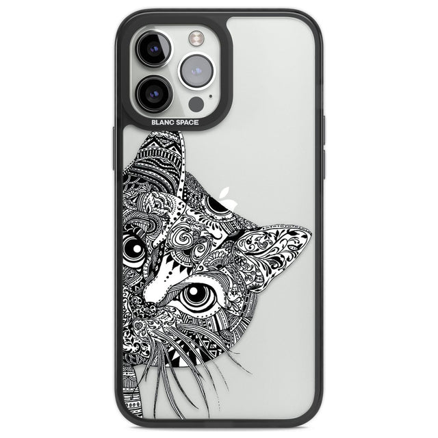 Henna Cat Phone Case iPhone 14 Pro Max / Black Impact Case,iPhone 13 Pro Max / Black Impact Case Blanc Space