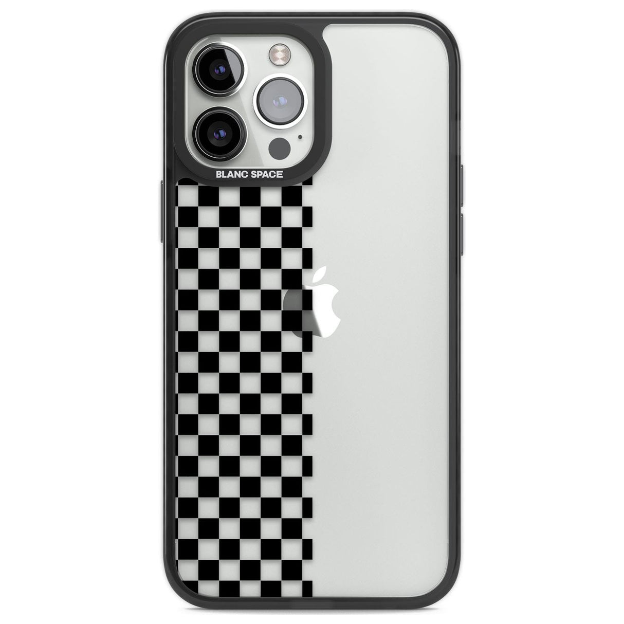 Checker: Half Black Check on Clear Phone Case iPhone 14 Pro Max / Black Impact Case,iPhone 13 Pro Max / Black Impact Case Blanc Space