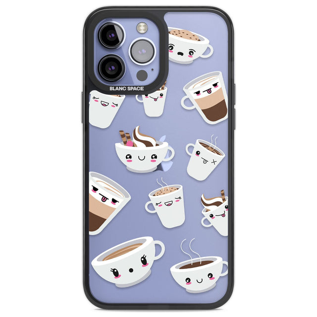 Coffee Faces Phone Case iPhone 14 Pro Max / Black Impact Case,iPhone 13 Pro Max / Black Impact Case Blanc Space