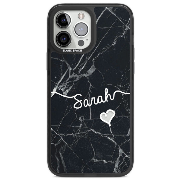 Personalised Black Marble Heart