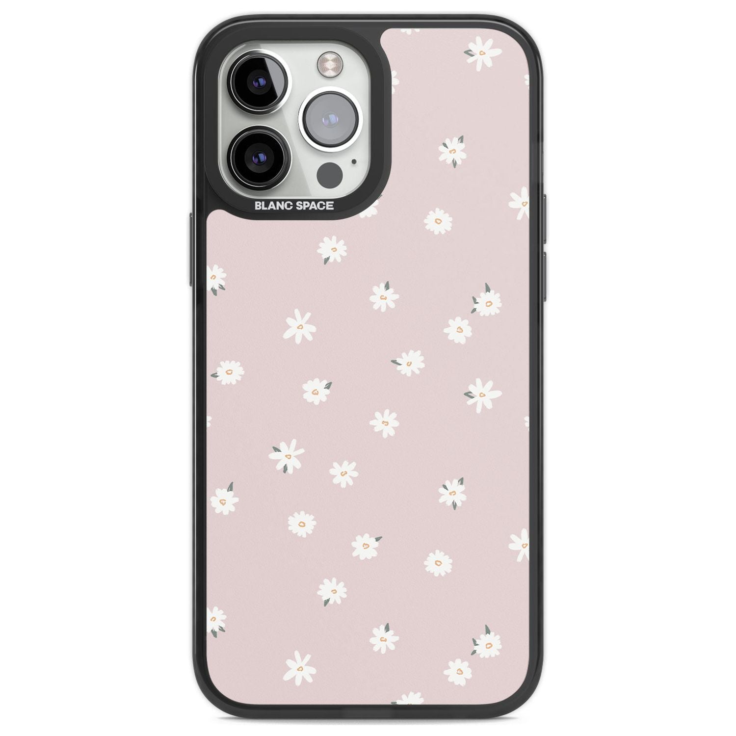 Painted Daises on Pink Phone Case iPhone 13 Pro Max / Black Impact Case,iPhone 14 Pro Max / Black Impact Case Blanc Space