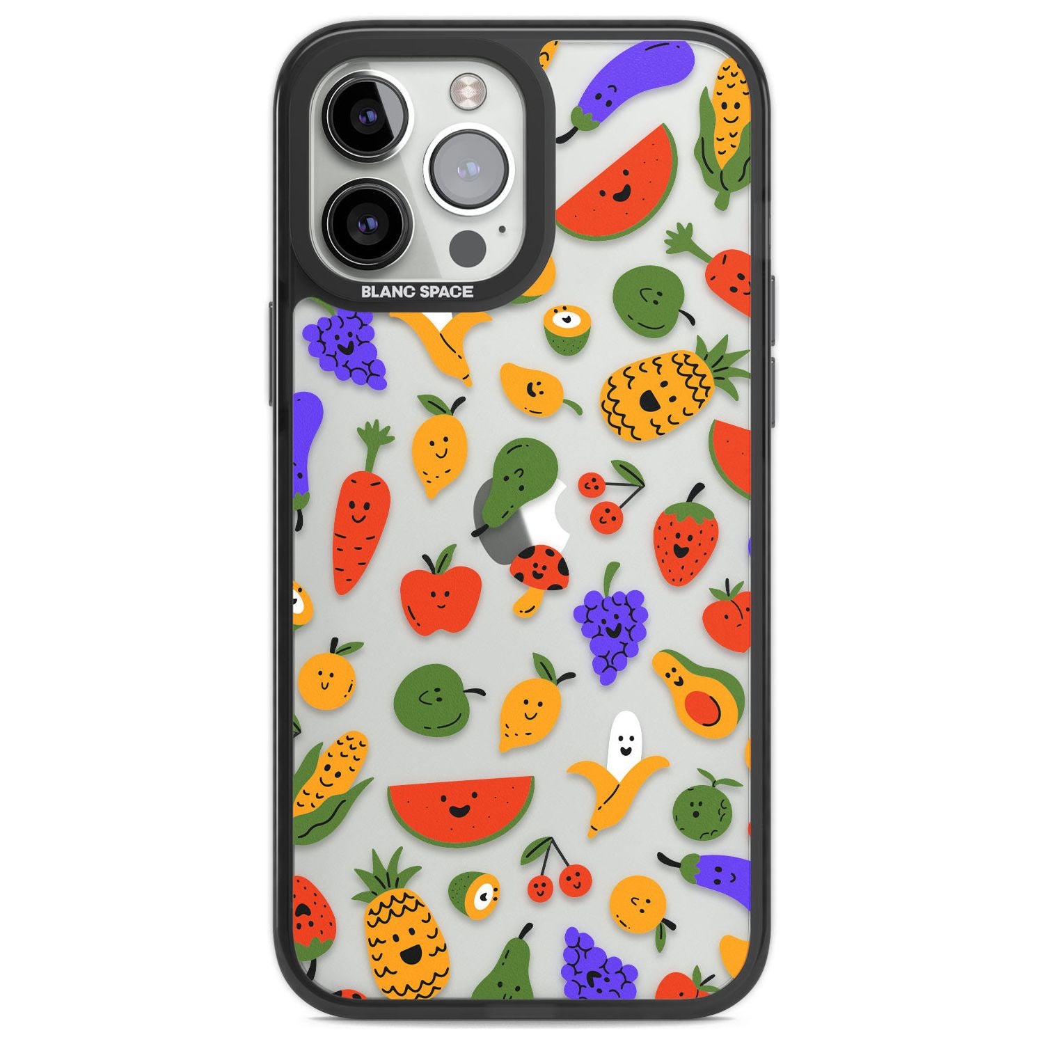 Mixed Kawaii Food Icons - Clear Phone Case iPhone 13 Pro Max / Black Impact Case,iPhone 14 Pro Max / Black Impact Case Blanc Space