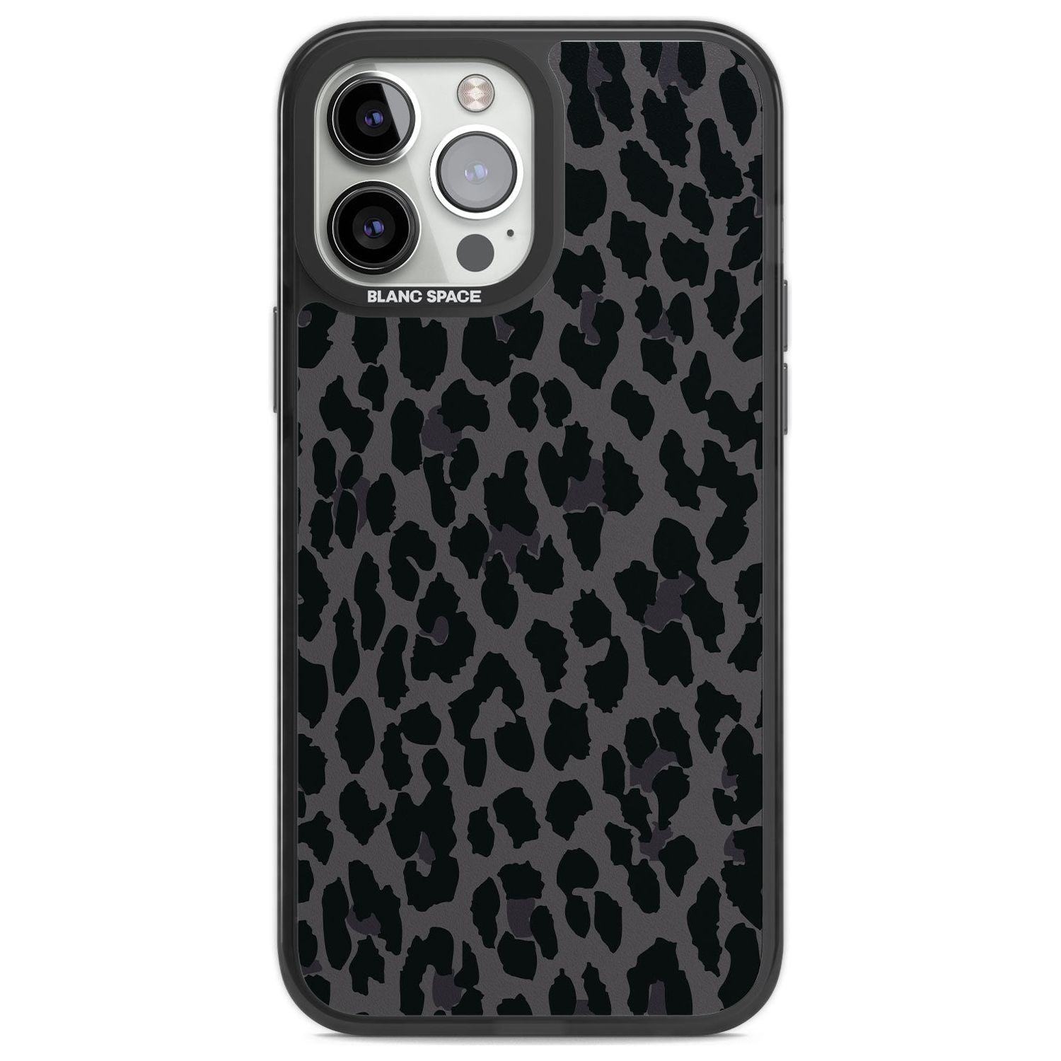 Dark Animal Print Pattern Large Leopard Phone Case iPhone 13 Pro Max / Black Impact Case,iPhone 14 Pro Max / Black Impact Case Blanc Space