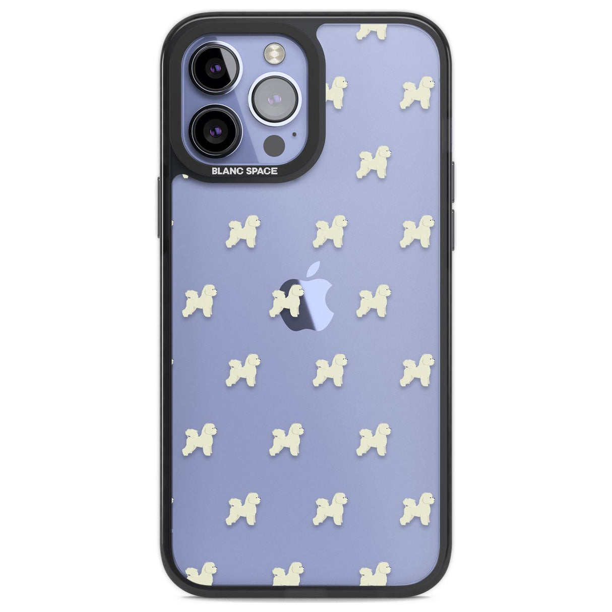 Bichon Frise Dog Pattern Clear Phone Case iPhone 13 Pro Max / Black Impact Case,iPhone 14 Pro Max / Black Impact Case Blanc Space